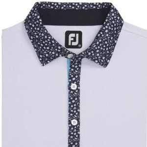 FootJoy White Polo Shirt with Black Patterned Collar